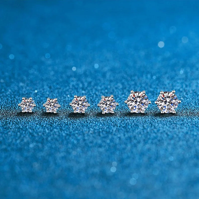 GRA 100% Real Sterling Silver with 2 Certificates Moissanite 6 Prong Earrings D Color Stud for Women Top Quality Wedding Jewelry