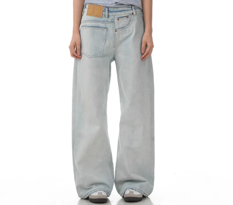 Niche Design Men'S Jeans Reverse Solid Color Cleanfit Straight Trousers Wide Leg Loose Male Denim Pants American 9W2843