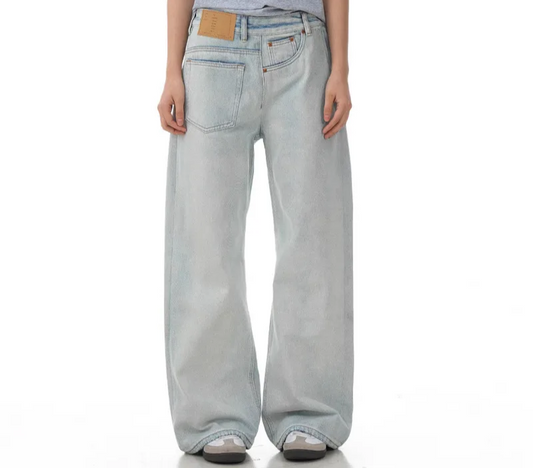 Niche Design Men'S Jeans Reverse Solid Color Cleanfit Straight Trousers Wide Leg Loose Male Denim Pants American 9W2843