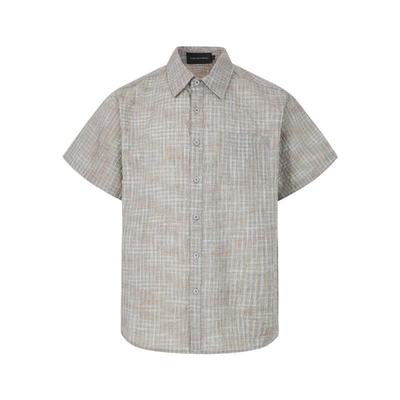 Niche Design Men'S Shirts Turn-Down Collar Short Sleeved Contrast Color Pocket Casual Single Breated Male Tops Chic 9W3223