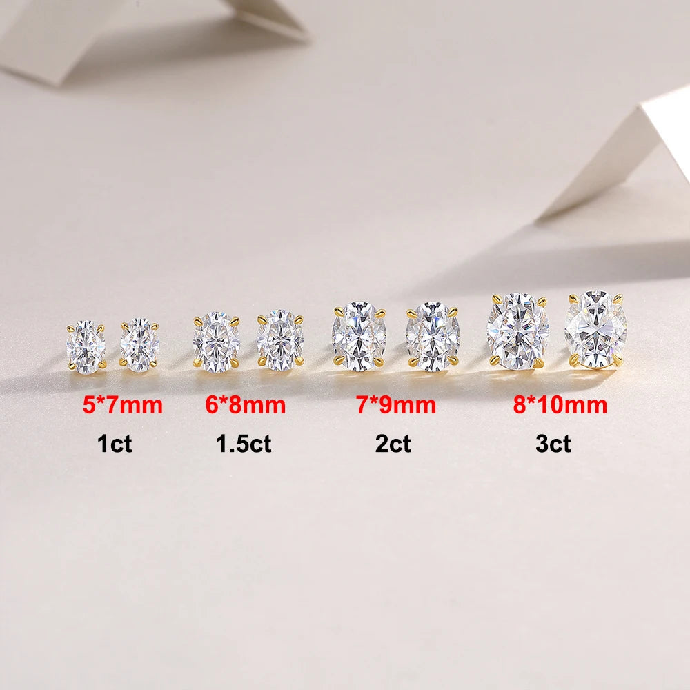 1-4Ct Oval Cut Moissanite Stud Earring for Women Men D Color Sparkling Diamond 925 Sterling Silver Ear Studs Party Jewelry Gifts