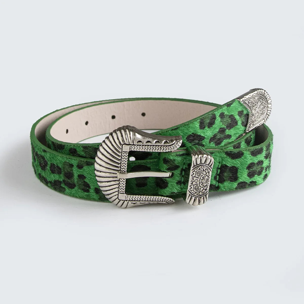 “Marcel” Horse Hair Leopard Western Buckle Belt