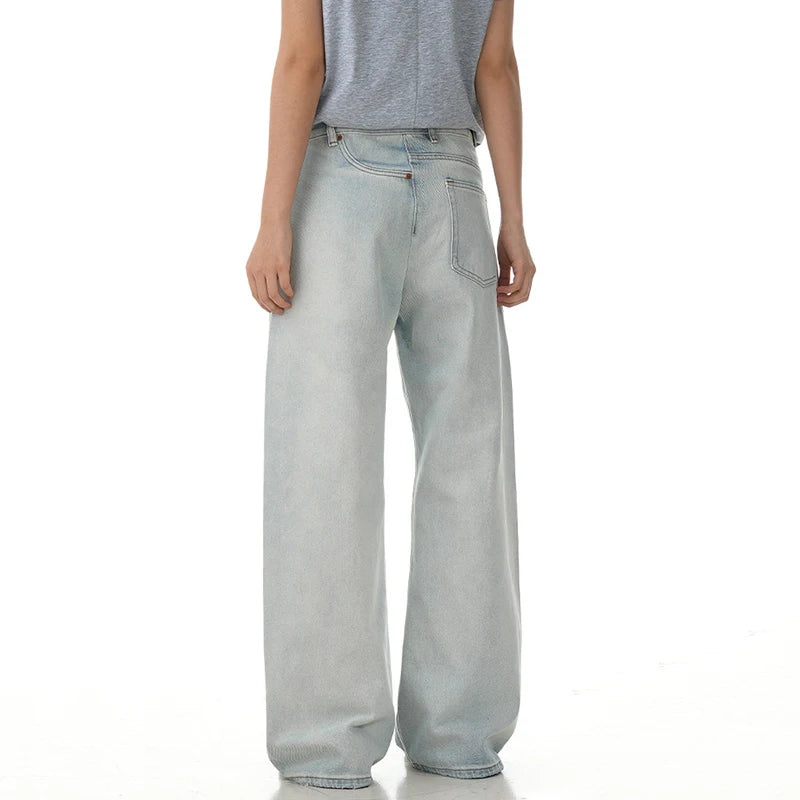 Niche Design Men'S Jeans Reverse Solid Color Cleanfit Straight Trousers Wide Leg Loose Male Denim Pants American 9W2843