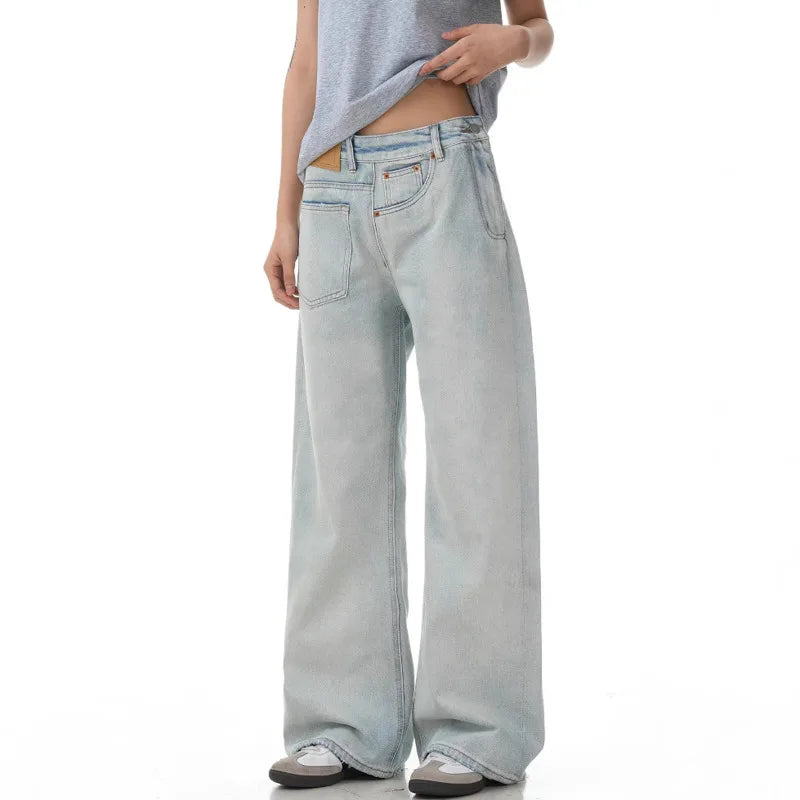Niche Design Men'S Jeans Reverse Solid Color Cleanfit Straight Trousers Wide Leg Loose Male Denim Pants American 9W2843