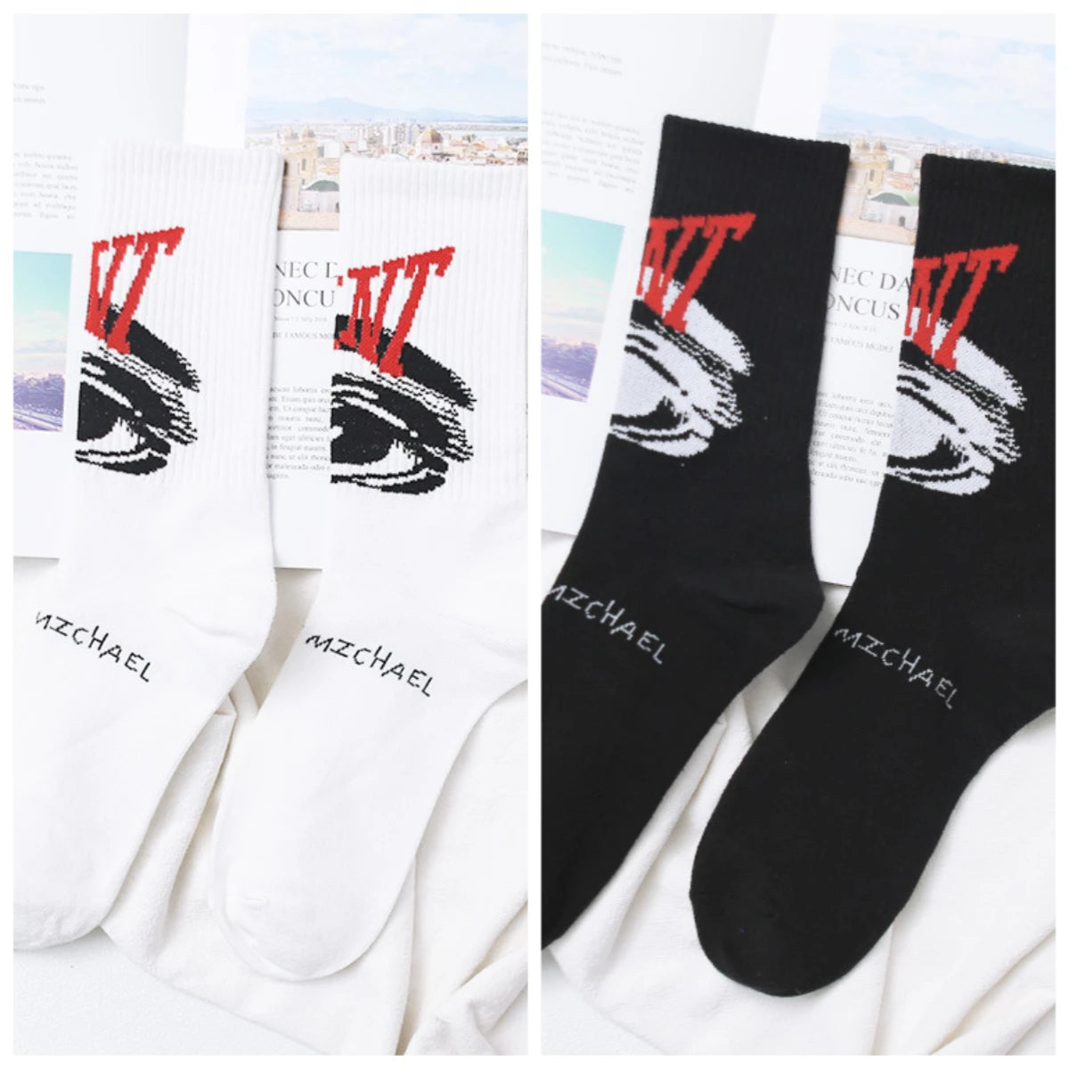 4 Pairs of Sports Fashion Cotton Socks for Teenagers Basketball Socks Breathable Dry and Comfortable Mid-Tube Socks