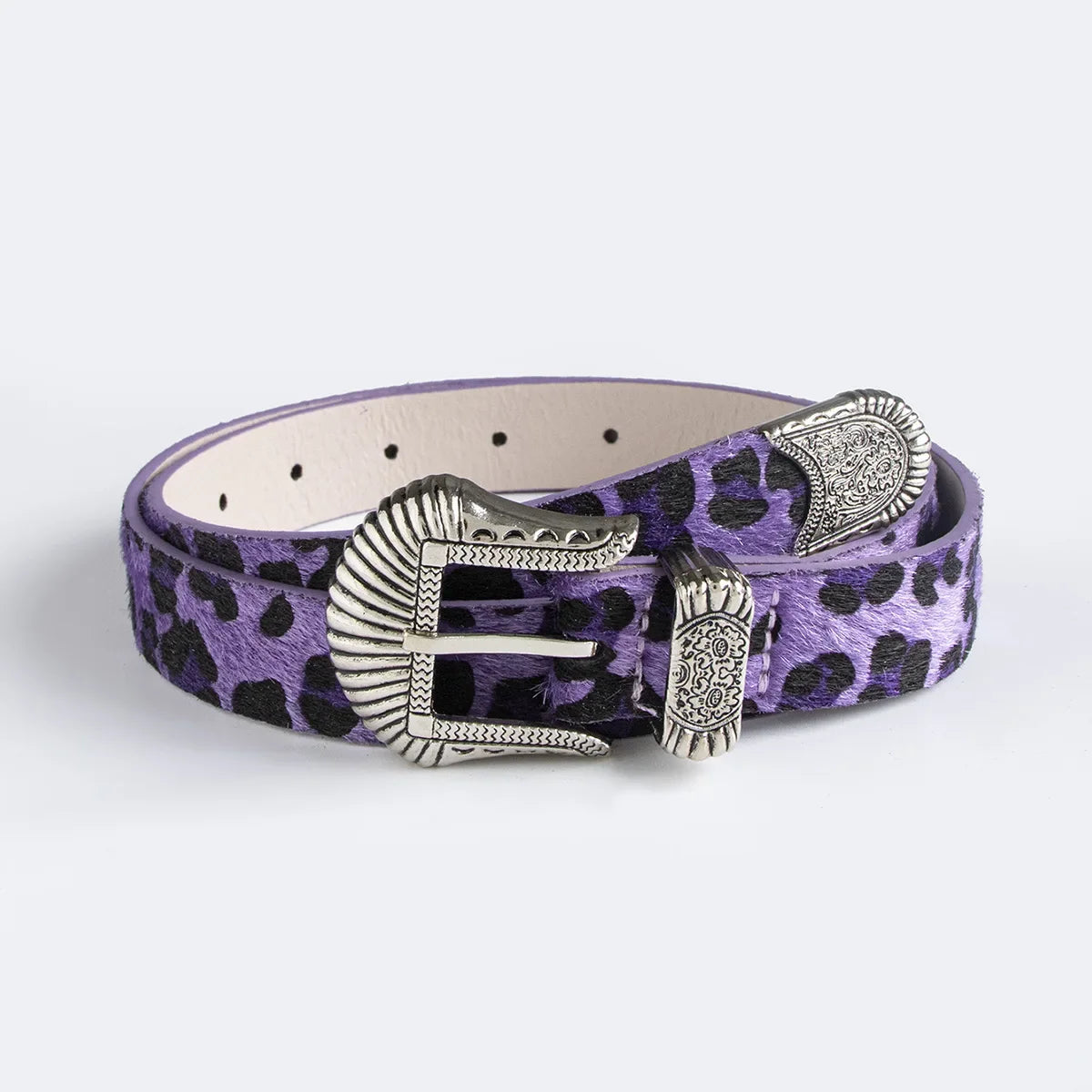 “Marcel” Horse Hair Leopard Western Buckle Belt