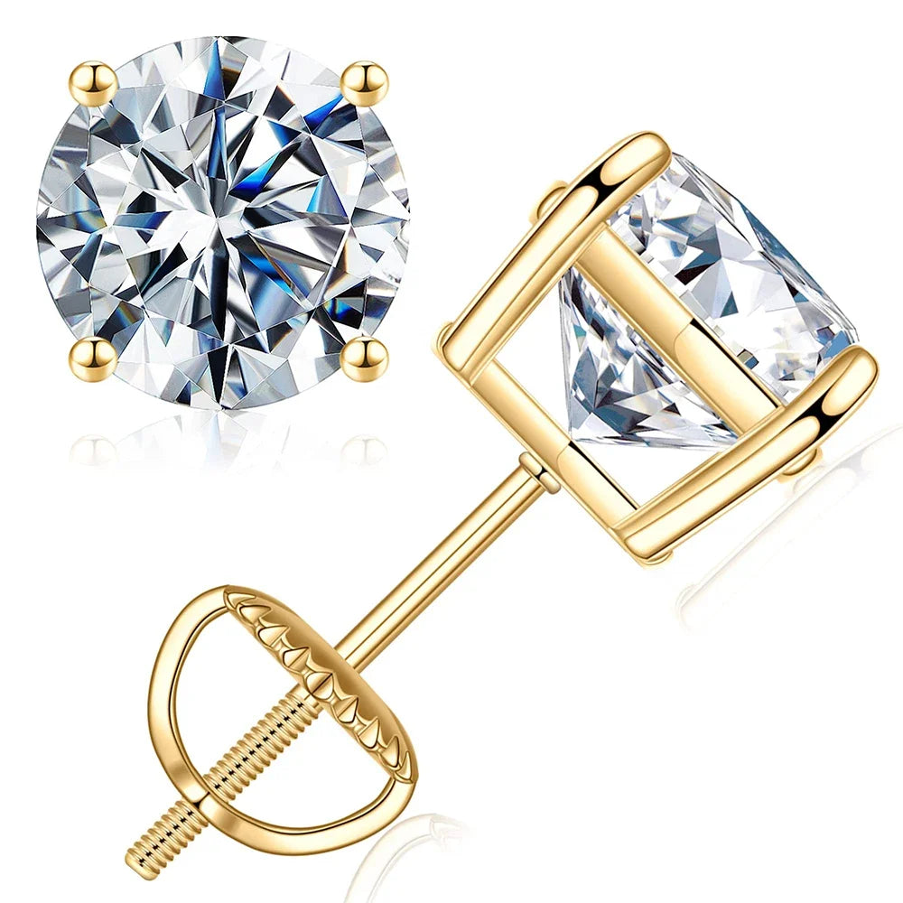 0.1-5Ct Test Passed Moissanite Studs Earrings for Women Orginal 925 Sterling Silver Screw Back Earring Sparkling Wedding Jewelry