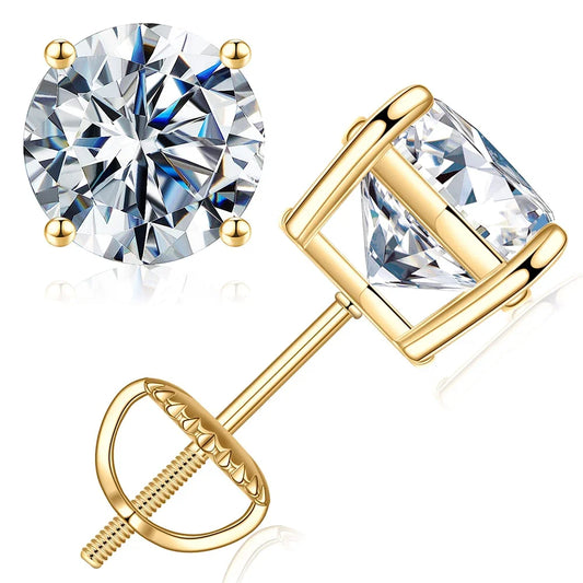 0.1-5Ct Test Passed Moissanite Studs Earrings for Women Orginal 925 Sterling Silver Screw Back Earring Sparkling Wedding Jewelry