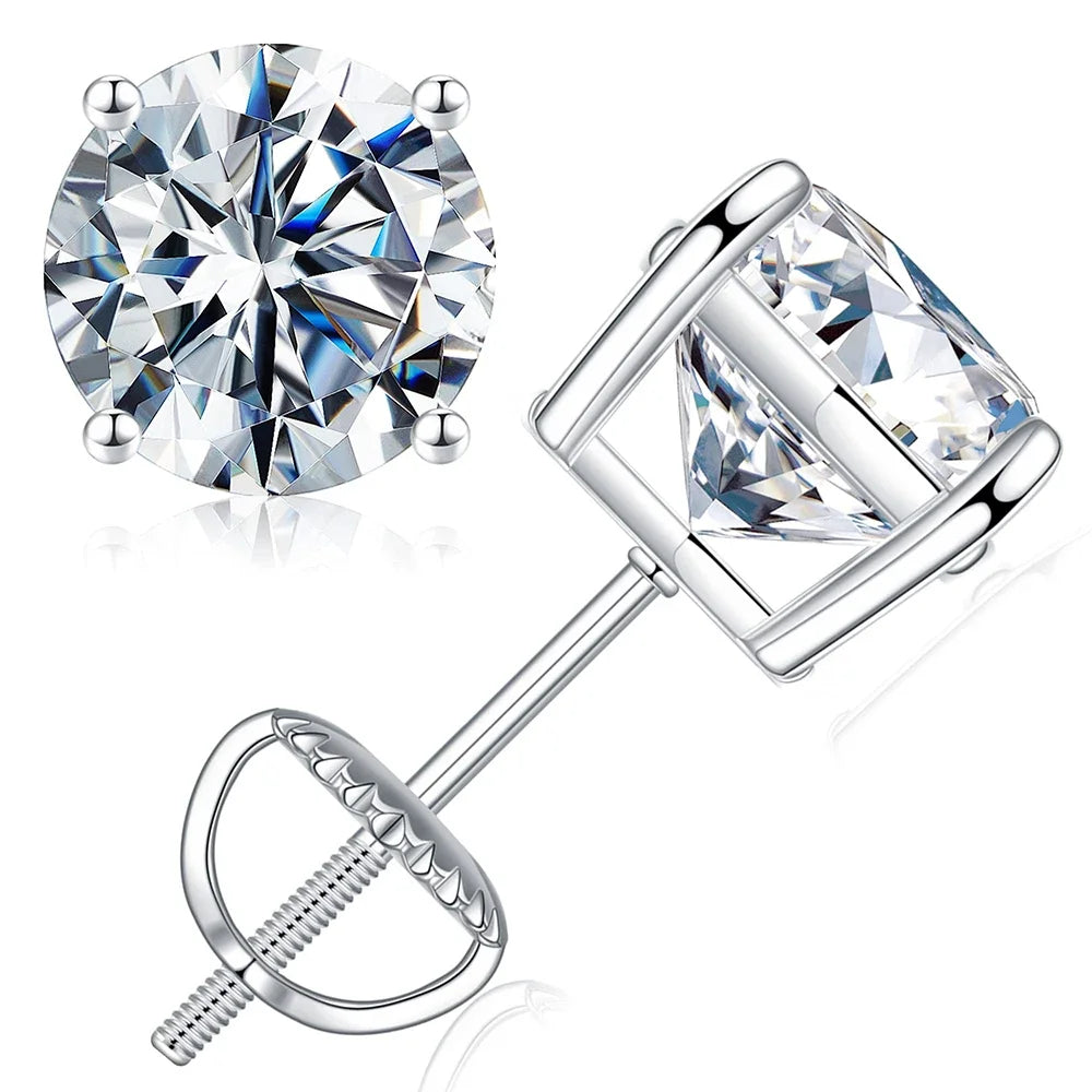 0.1-5Ct Test Passed Moissanite Studs Earrings for Women Orginal 925 Sterling Silver Screw Back Earring Sparkling Wedding Jewelry