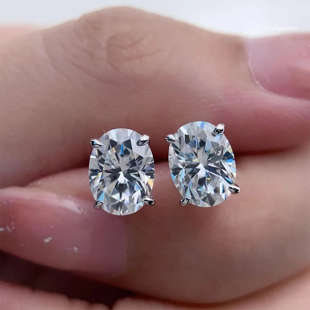 1-4Ct Oval Cut Moissanite Stud Earring for Women Men D Color Sparkling Diamond 925 Sterling Silver Ear Studs Party Jewelry Gifts