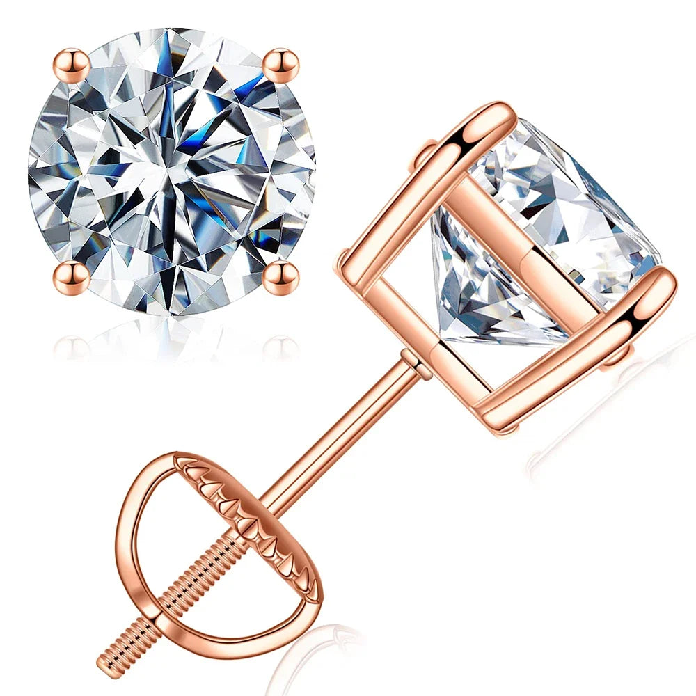 0.1-5Ct Test Passed Moissanite Studs Earrings for Women Orginal 925 Sterling Silver Screw Back Earring Sparkling Wedding Jewelry