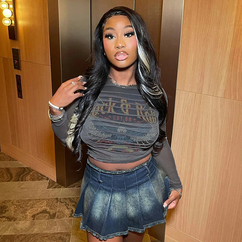 Long Sleeve See through Slim Fit Top