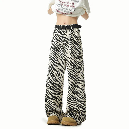 High Street Men'S Denim Pants Straight Wide Leg Stripe Pattern Contrast Color Niche Design Male Jeans Summer 2025 9W3208