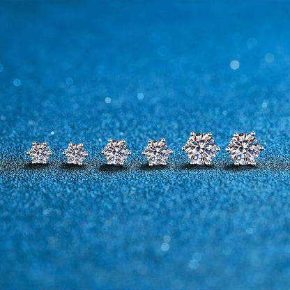 GRA 100% Real Sterling Silver with 2 Certificates Moissanite 6 Prong Earrings D Color Stud for Women Top Quality Wedding Jewelry
