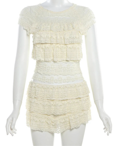 Women 2Piece Set Ruffled Tank Top+Shorts
