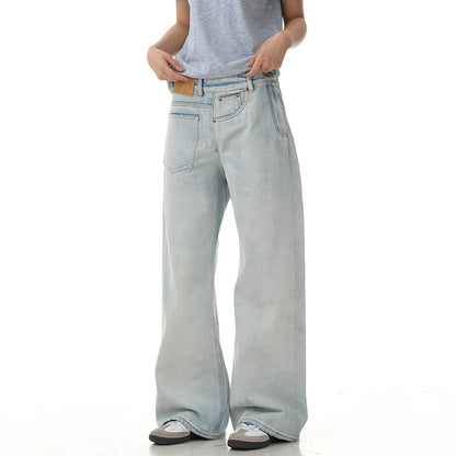Niche Design Men'S Jeans Reverse Solid Color Cleanfit Straight Trousers Wide Leg Loose Male Denim Pants American 9W2843