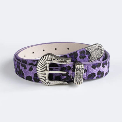 “Marcel” Horse Hair Leopard Western Buckle Belt