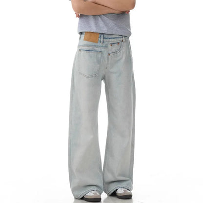 Niche Design Men'S Jeans Reverse Solid Color Cleanfit Straight Trousers Wide Leg Loose Male Denim Pants American 9W2843
