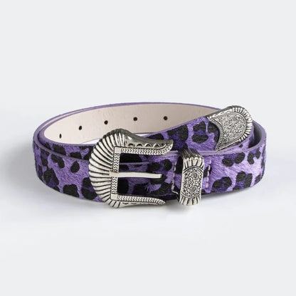 “Marcel” Horse Hair Leopard Western Buckle Belt