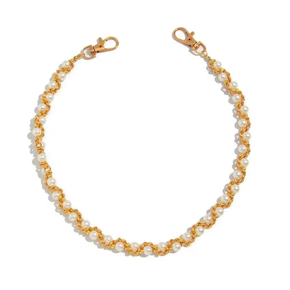 Punk Imitation Pearl Trousers Hipster Pant Jean Keychain Ring Clip for Men Tassel Bag Handbag Chain Women Jewelry Gift
