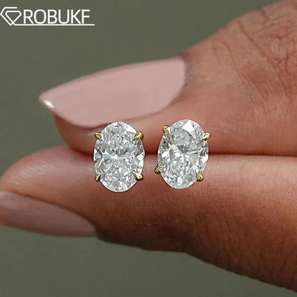 1-4Ct Oval Cut Moissanite Stud Earring for Women Men D Color Sparkling Diamond 925 Sterling Silver Ear Studs Party Jewelry Gifts