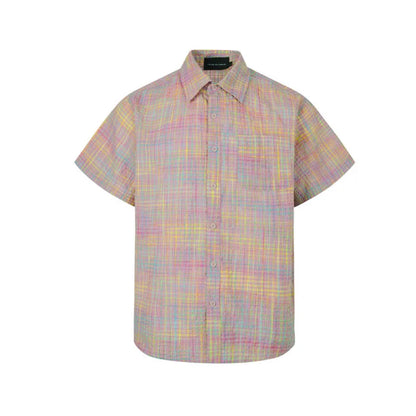 Niche Design Men'S Shirts Turn-Down Collar Short Sleeved Contrast Color Pocket Casual Single Breated Male Tops Chic 9W3223