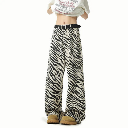 High Street Men'S Denim Pants Straight Wide Leg Stripe Pattern Contrast Color Niche Design Male Jeans Summer 2025 9W3208